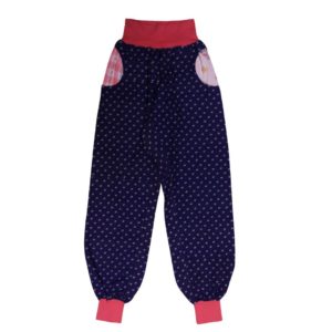 anna * pollack, Piratenhose, xsmall, Dirndl dunkelblau, Bund und Taschen rosa