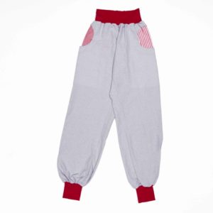 anna * pollack, Piratenhose Karo grau, Bündchen und Taschen rot