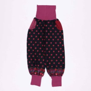 anna * pollack, PIratenhose Mixed, 110-134, Schwarz geblümt, Bund und Taschen Weinrot