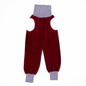 anna * pollack, PIratehose weinrot, mit grauem Bund und rosa getupften Taschen