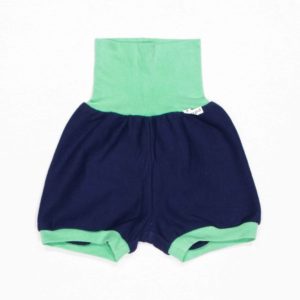 anna * pollack, Shorty Mixed, 56-80, dunkelblauer Stoff, Vorderansicht, Bund hellgrün