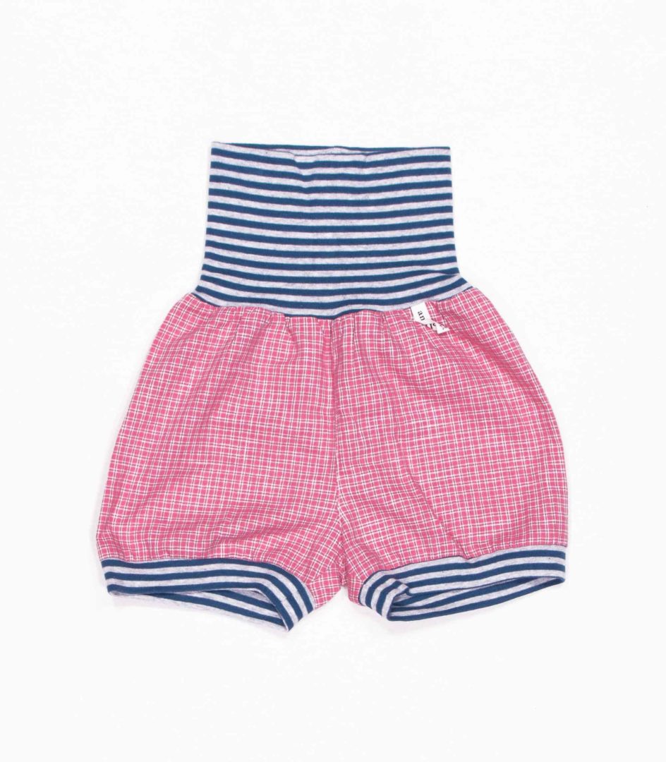 anna * pollack, Shorty Mixed, 56-80, rosa karierter Stoff, Bund petrol-grau geringelt