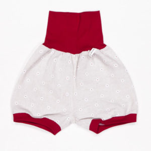 anna * pollack, Shorty Leinen biege geblümt, Bund rot