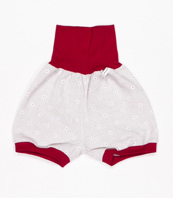 anna * pollack, Shorty Leinen biege geblümt, Bund rot