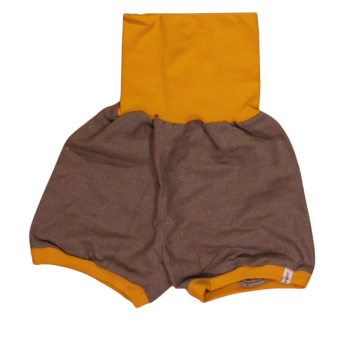 anna * pollack, Shorty Leinen, 80-116, olivgrüner Leinenstoff, Bund Curry