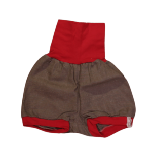 anna * pollack, Shorty Leinen, 56-80, olivgrüner Leinenstoff, Bund Rot