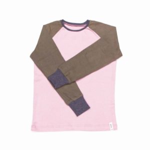 anna * pollack, T-Shirt rosa mit khaki Ärmeln, 116-122, Vorderansicht