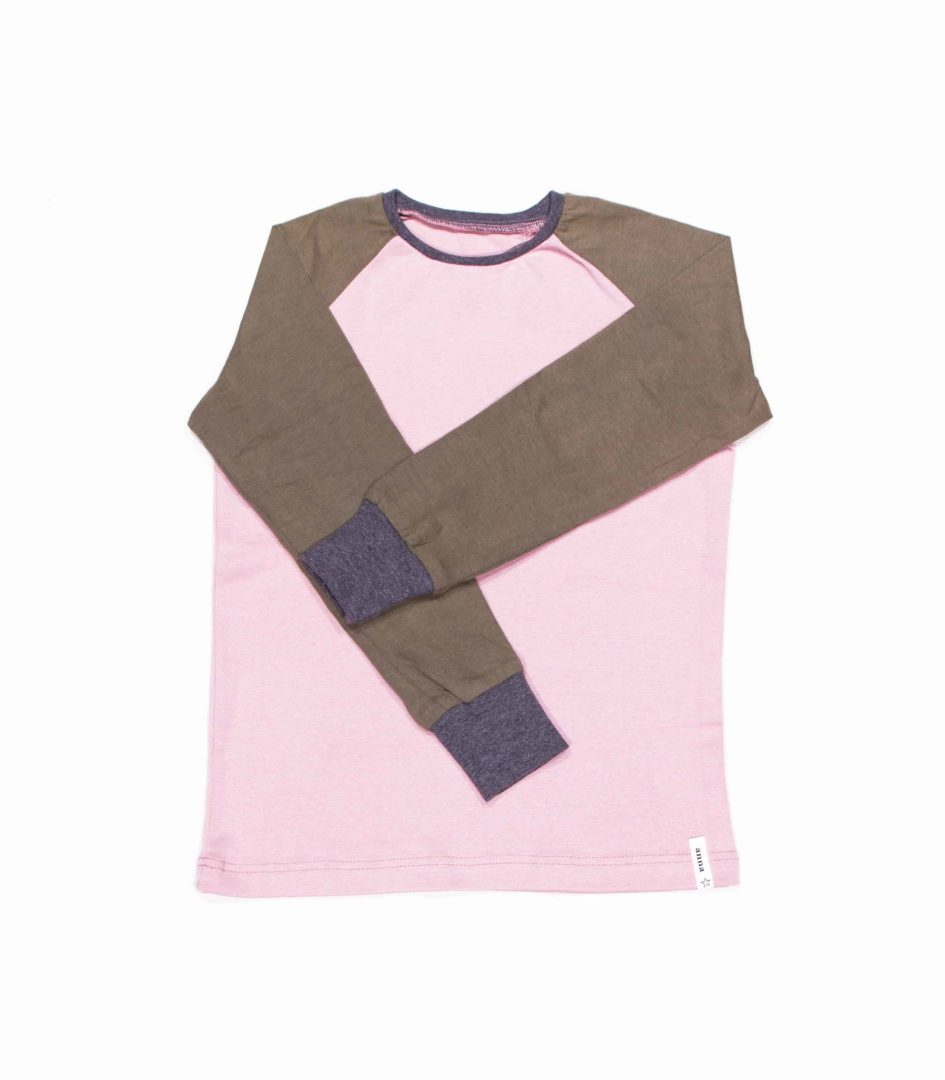 anna * pollack, T-Shirt rosa mit khaki Ärmeln, 116-122, Vorderansicht