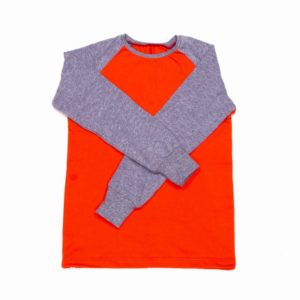 anna * pollack, T-Shirt orange mit grauen Ärmeln, 116-122, Vorderansicht