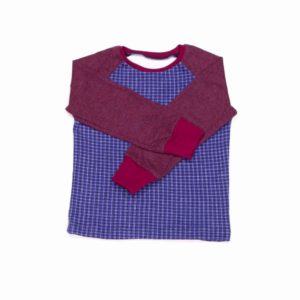 anna * pollack, T-Shirt, 92-98, karo blau mit Weinrot, Vorderansicht