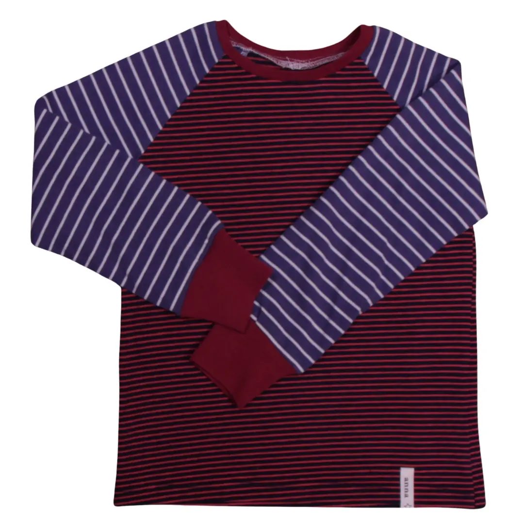 anna * pollack, T-Shirt, 92-98, rot blau gestreift, Vorderansicht