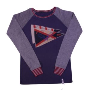 anna * pollack, T-Shirt blau mit Applikation mit grauen Ärmeln, 152-158, Vorderansicht