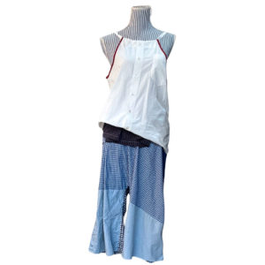 anna * pollack, Thaihose blau aus upgecycelten Hemden an Puppe, Damenkleidung, Herrenkleidung
