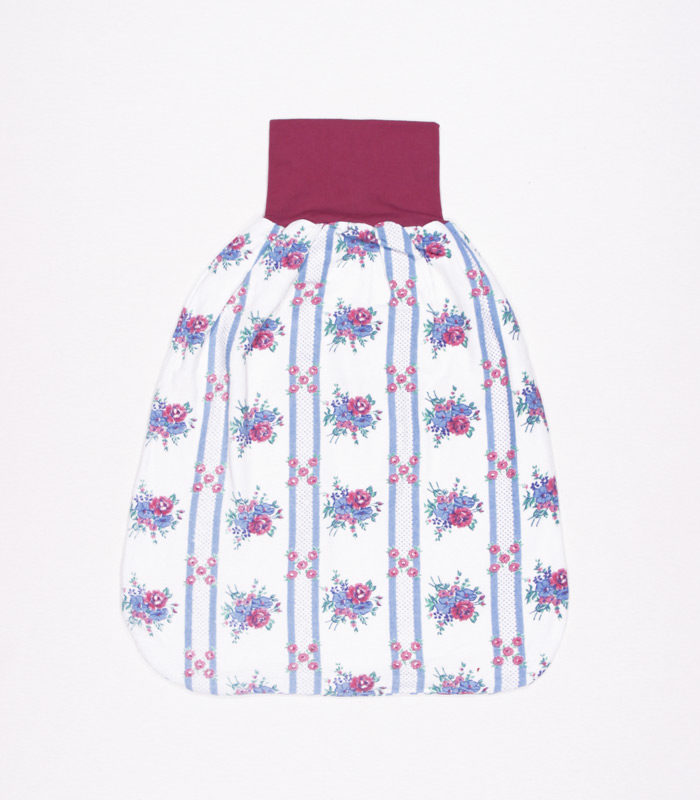 anna * pollack, Pucksack, Flanell geblümt, blau und weinrot, Bund weinrot