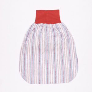 anna * pollack, Pucksack, Flanell gestreift, rot, blau, weiß, Bund rot