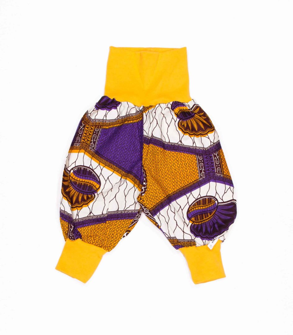 anna * pollack, Minipirat, Afrikaprint lila, Bündchen gelb