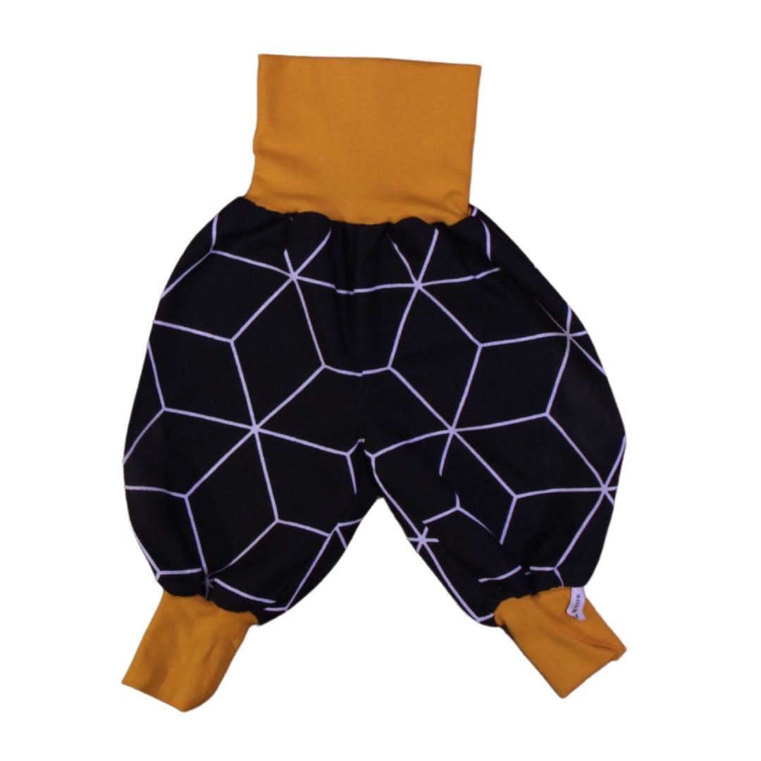 anna * pollack, Minipirat, schwarz mit weißem Muster, Bündchen hellorange