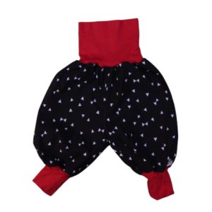 anna * pollack, Minipirat, schwarz mit weißem Muster, Bündchen rot