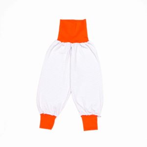 anna * pollack, Piratenhose, Bio Baumwolle, grau geringelt, Bund orange