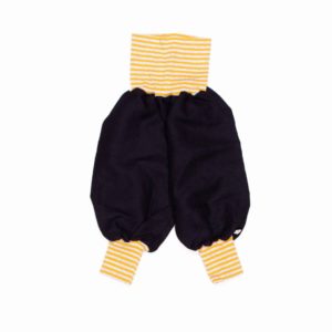 anna * pollack, Minipirat, Leinen schwarz, Bündchen orange-grau geringelt