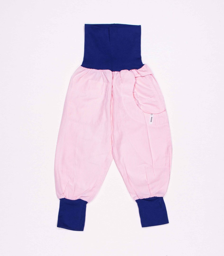 anna * pollack, PIratenhose Mixed, 80-116, Streif rosa, Bund marine und Taschen Streif rosa