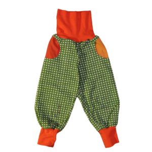 anna * pollack, PIratenhose Mixed, 80-116, Muster grün, Bund und Taschen orange