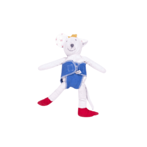 Stoffmaus mit blauer Puppenwindel aus Stoff, Vorderansicht