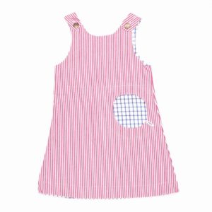 Wendekleid, 110-134, rot blau, Vorderseite rot