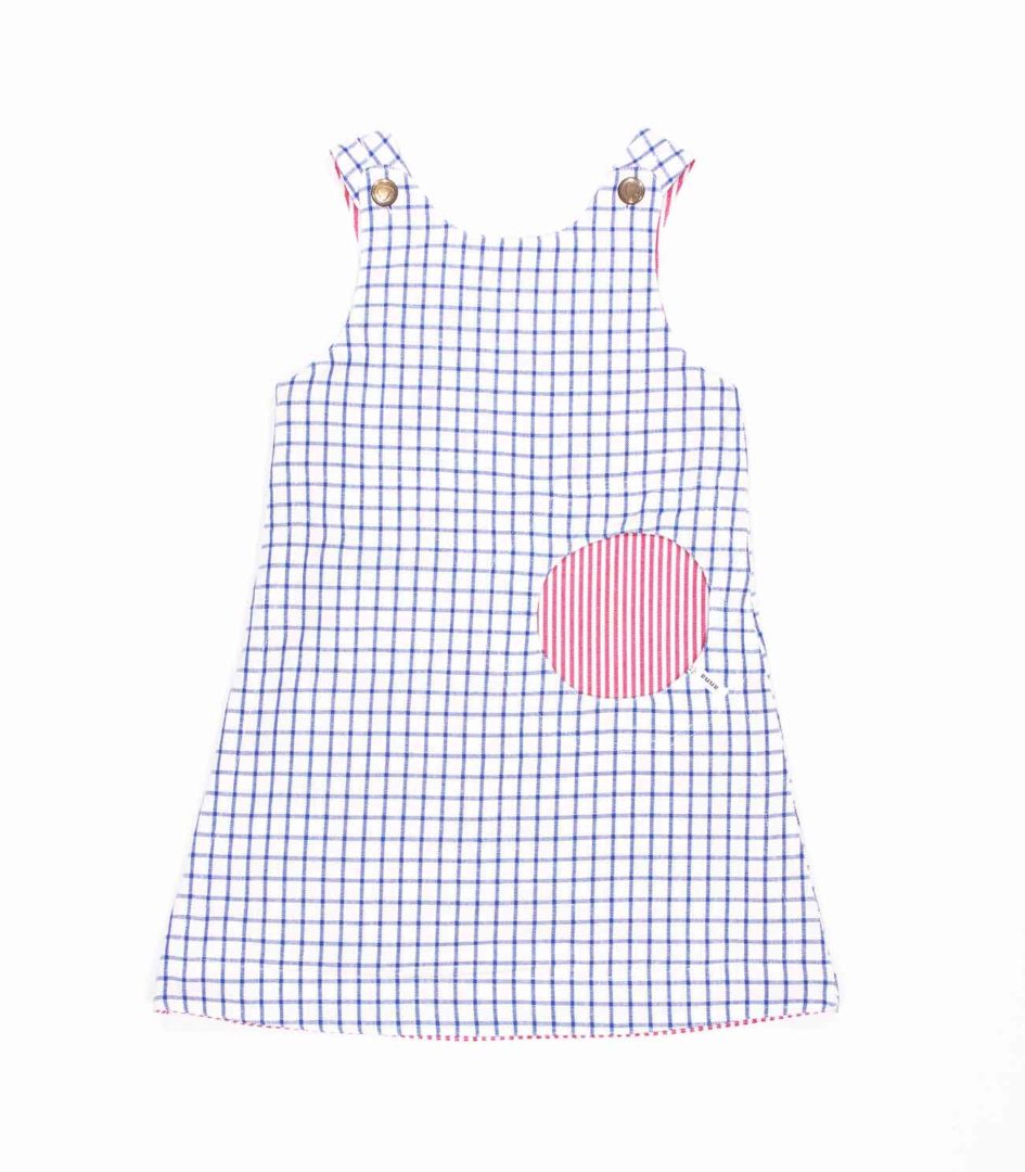 Wendekleid, 110-134, rot blau, Vorderseite blau