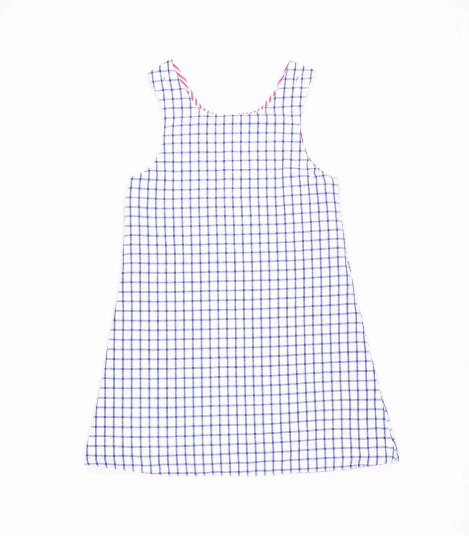 Wendekleid, 110-134, rot blau, Rückseite blau