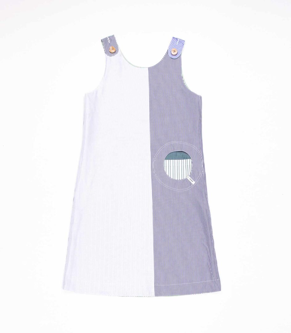 Wendekleid, 152-164, blau grün, Vorderseite blau