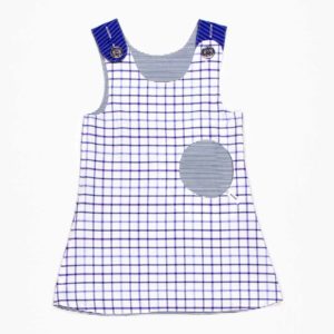 Wendekleid, 80-116, blau und grün, Vorderseite blau