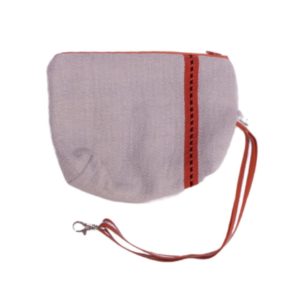 anna * pollack, Täschchen beige mit orangem Bändchen, gefüttert, mit Zipp und Gurt