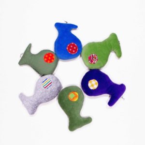 anna * pollack, Bild von 6 bunten Rasselfischen im Kreis