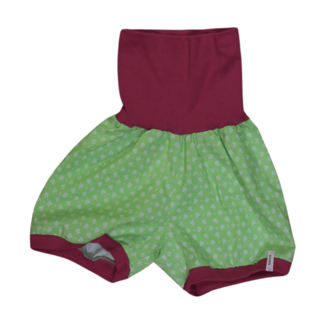 anna * pollack, Dirndlshorty, 110-134, hellgrüner Dirndlstoff, Bund Weinrot