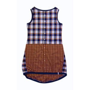 anna * pollack, Kleid Sonnenbrise braun Karo, medium , Bündchen marine, Ansicht Vorne