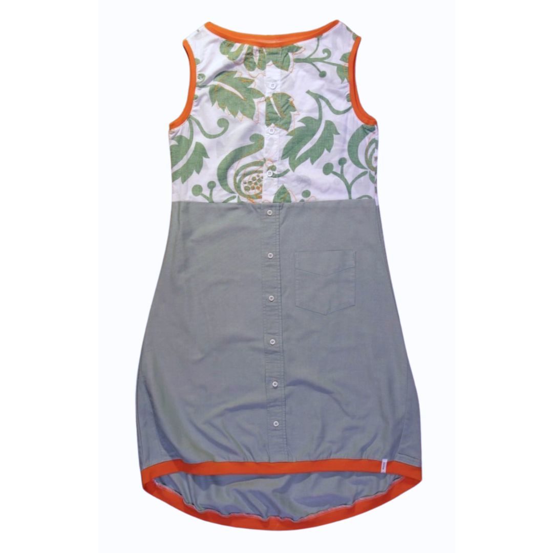 anna * pollack, Kleid Sonnenbrise grün Blumen, small, Bündchen orange, Ansicht Vorne