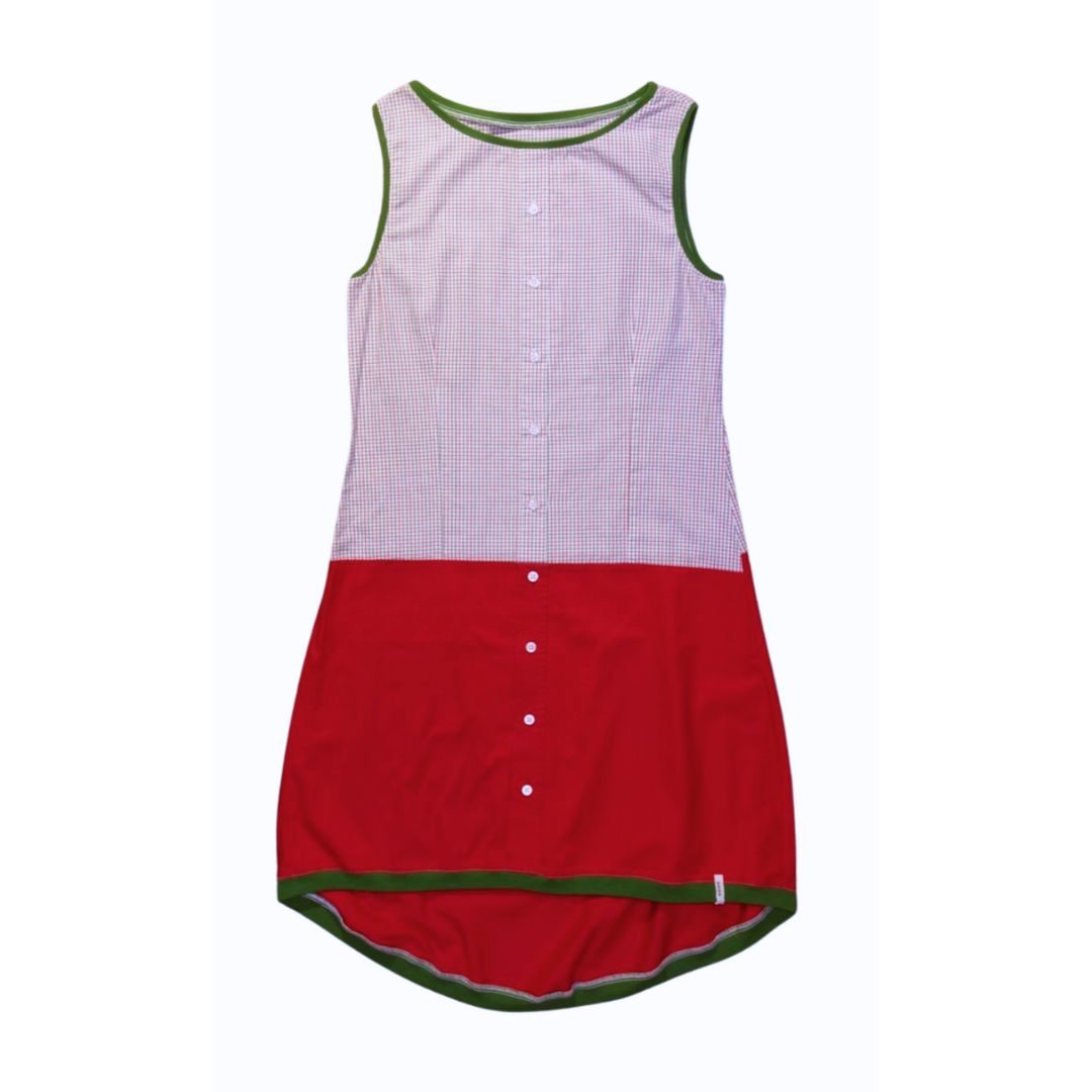 anna * pollack, Kleid Sonnenbrise rot mit grün, small, Bündchen grün, Ansicht Vorne