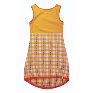 anna * pollack, Kleid Sonnenbrise gelb und Karo, x-small, Bündchen orange, Ansicht Vorne