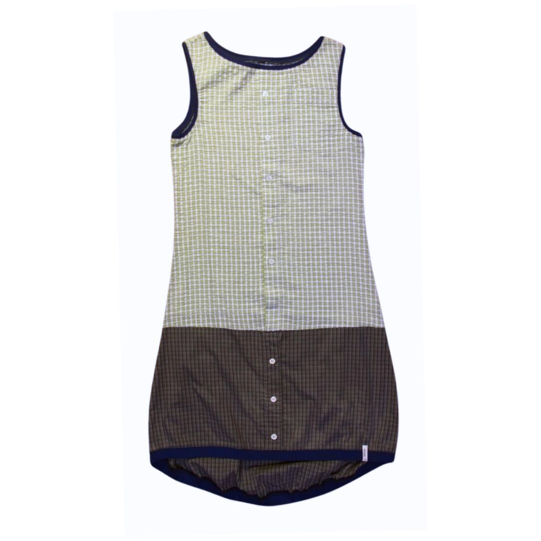 anna * pollack, Kleid Sonnenbrise grün Karo, x-small, Bündchen marine, Ansicht Vorne