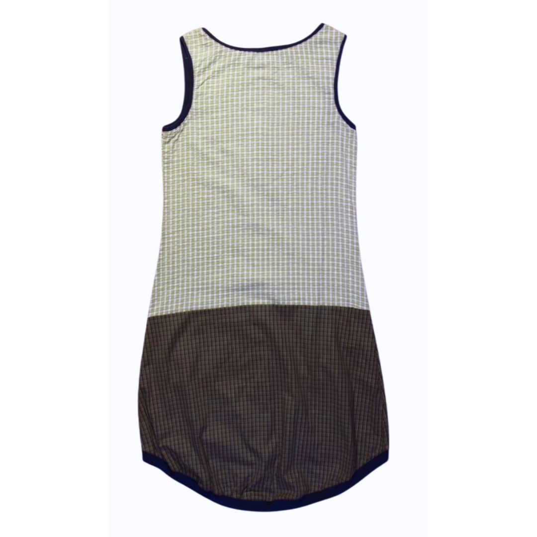 anna * pollack, Kleid Sonnenbrise grün Karo, x-small, Bündchen marine, Ansicht Rücken