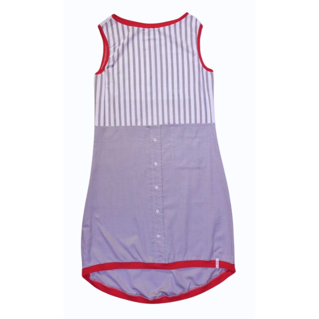 anna * pollack, Kleid Sonnenbrise in Hellgrau, uni und gestreift, Ansicht Vorne