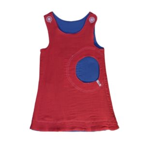 anna * pollack, Wendekleid, 80-116, Mousseline, rot und blau, Vorderseite rot