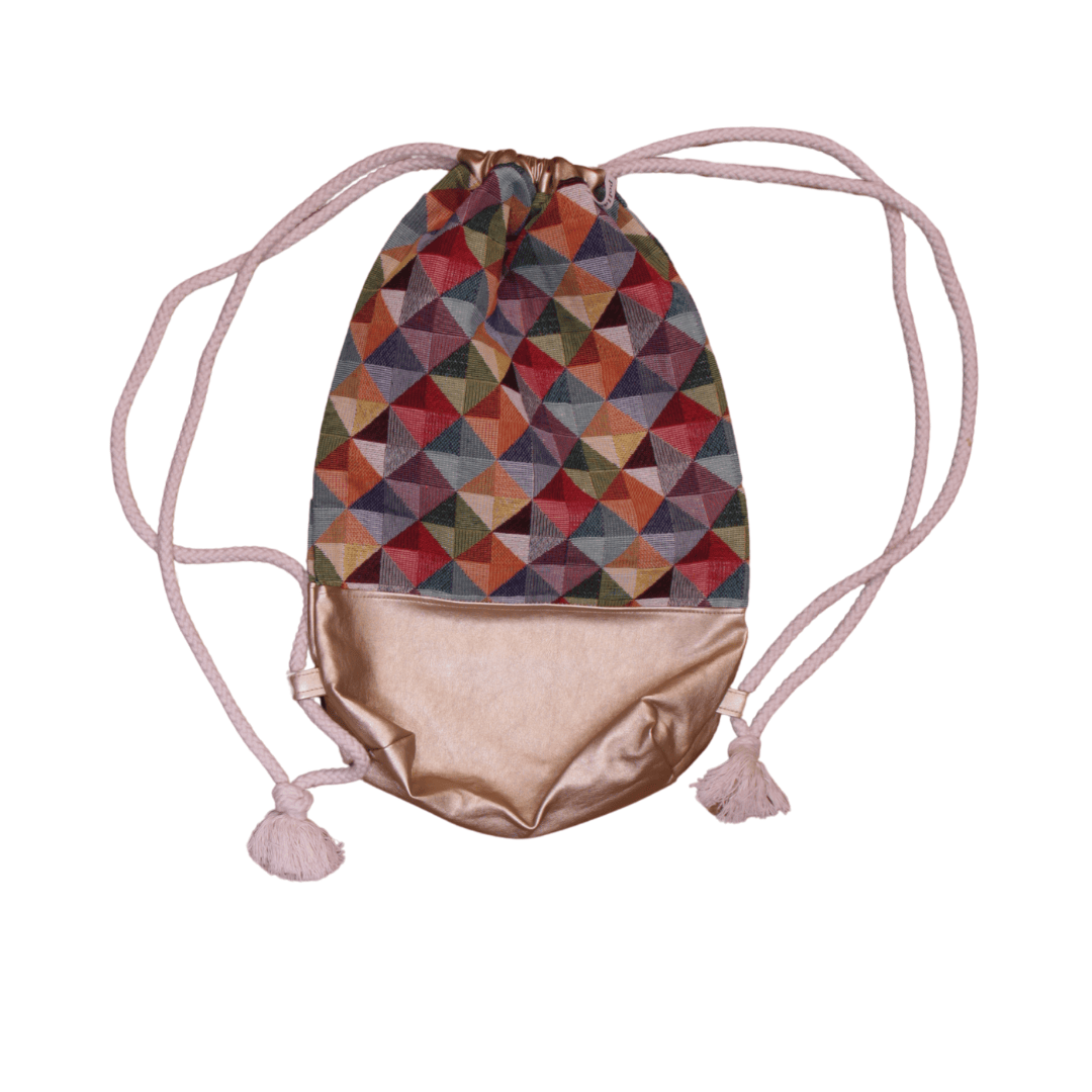 anna * pollack, Beutelbag, Oberteil Karo, Unterteil Gold, Träger cremefarben, geschlossen