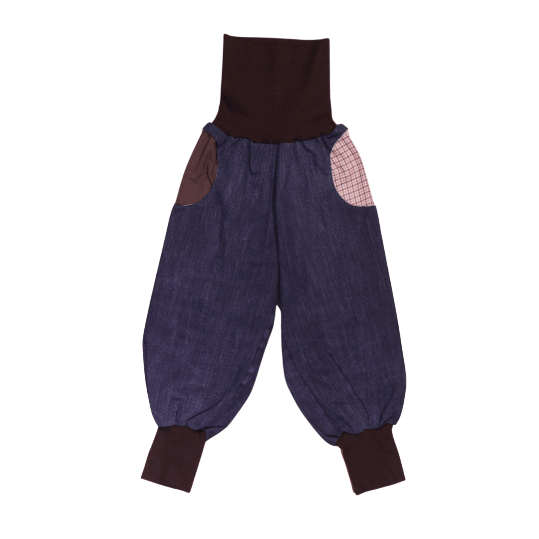 anna * pollack, Denim Piratenhose 80-116, Bund und Taschen schoko