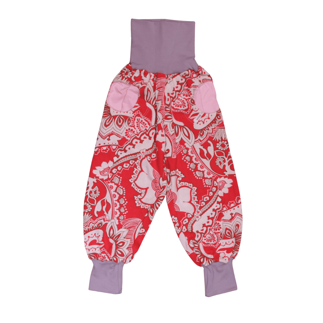 anna * pollack, PIratenhose Mixed, 110-134, rot gemustert, Bund grau und Taschen rosa